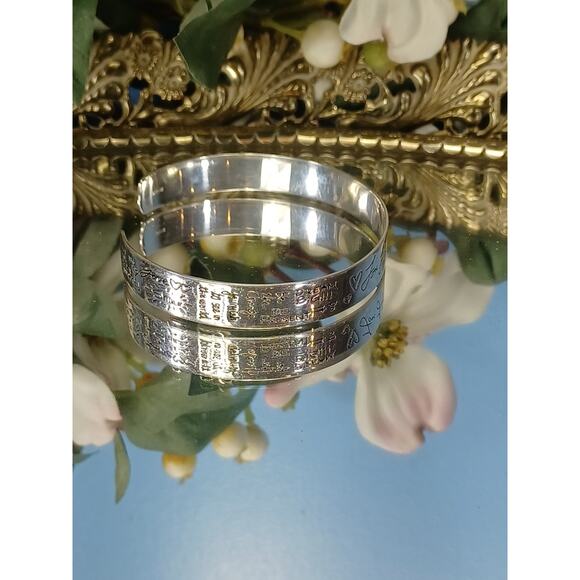 VTG Sterling Silver 925 LA Inspirational Love Life Be Brave Cuff Bracelet W/Box - Picture 13 of 15